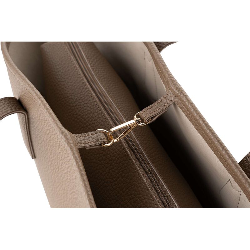Fashion, accesorii si bijuterii - Femei - Accesorii femei - Genti si rucsacuri femei - Geanta tote, Lucky Bees, piele sintetica, dark mink, 33x13x25 cm - Infinity.ro