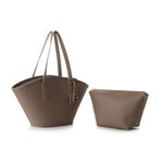 Fashion, accesorii si bijuterii - Femei - Accesorii femei - Genti si rucsacuri femei - Geanta tote, Lucky Bees, piele sintetica, dark mink, 33x13x25 cm - Infinity.ro