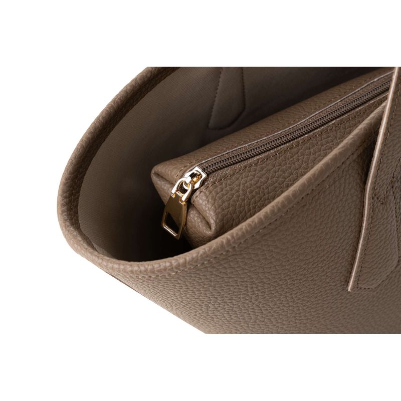 Fashion, accesorii si bijuterii - Femei - Accesorii femei - Genti si rucsacuri femei - Geanta tote, Lucky Bees, piele sintetica, dark mink, 33x13x25 cm - Infinity.ro