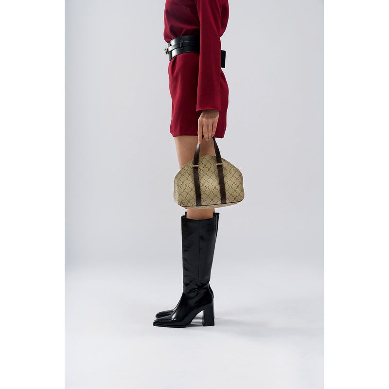 Fashion, accesorii si bijuterii - Femei - Accesorii femei - Genti si rucsacuri femei - Geanta de mana, Lucky Bees, dama, crem si maro, 27x10x20 cm, piele polivinilica - Infinity.ro