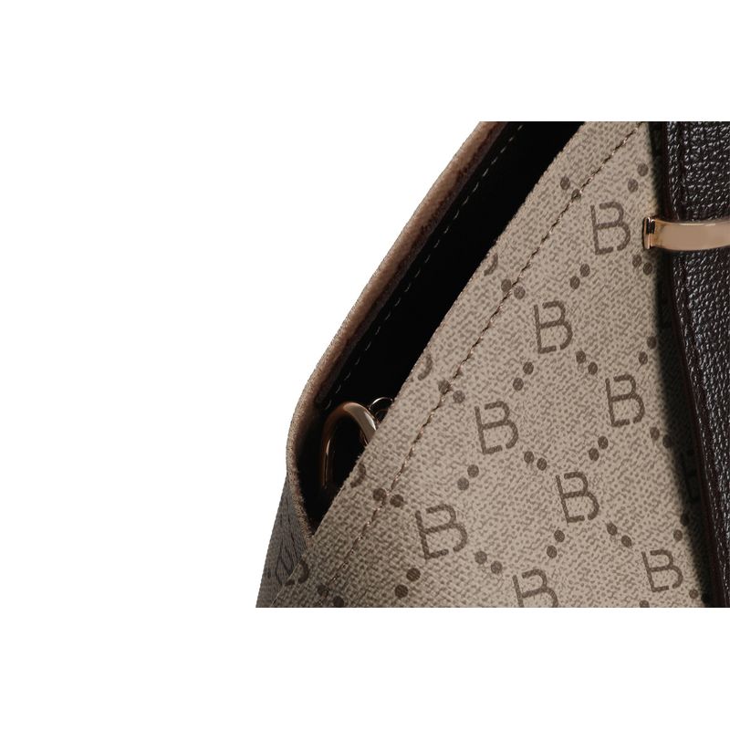 Fashion, accesorii si bijuterii - Femei - Accesorii femei - Genti si rucsacuri femei - Geanta de mana, Lucky Bees, dama, crem si maro, 27x10x20 cm, piele polivinilica - Infinity.ro