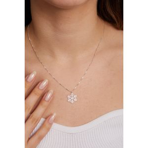 Colier, Heliophilia, argint 925, argintiu, lungime lant 42+5 cm, diametru pandantiv 1 cm