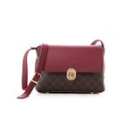 Fashion, accesorii si bijuterii - Femei - Accesorii femei - Genti si rucsacuri femei - Geanta crossbody, Lucky Bees, piele polivinilica, maro si rosu claret, 25x9x17 cm - Infinity.ro