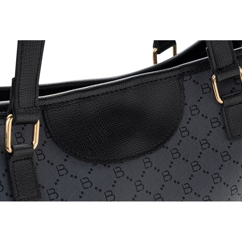 Fashion, accesorii si bijuterii - Femei - Accesorii femei - Genti si rucsacuri femei - Geanta tote, Lucky Bees, dama, gri si negru, 37x15x28 cm, piele sintetica - Infinity.ro
