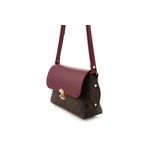 Fashion, accesorii si bijuterii - Femei - Accesorii femei - Genti si rucsacuri femei - Geanta crossbody, Lucky Bees, piele polivinilica, maro si rosu claret, 25x9x17 cm - Infinity.ro