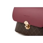 Fashion, accesorii si bijuterii - Femei - Accesorii femei - Genti si rucsacuri femei - Geanta crossbody, Lucky Bees, piele polivinilica, maro si rosu claret, 25x9x17 cm - Infinity.ro