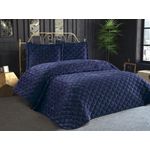 Casa si Gradina - Textile si covoare - Pături și cuverturi - Cuverturi - Set cuvertura pat dublu, L'essentiel Maison, albastru inchis, 260x250 cm, 100% catifea, lavabil la masina - Infinity.ro