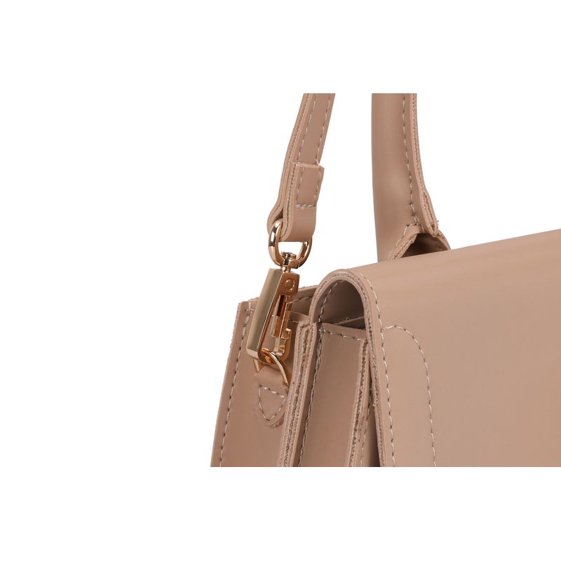 Fashion, accesorii si bijuterii - Femei - Accesorii femei - Genti si rucsacuri femei - Geanta de mana, Lucky Bees, piele de polivinil, camel, 26x7x16 cm - Infinity.ro