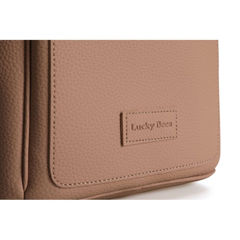 Fashion, accesorii si bijuterii - Femei - Accesorii femei - Genti si rucsacuri femei - Rucsac, Lucky Bees, piele ecologica, camel, 26x14x30 cm - Infinity.ro