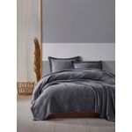 Casa si Gradina - Textile si covoare - Lenjerii de pat - Seturi de lenjerie - Set de pat dublu pique, L'essentiel Maison, antracit, 240x260 cm, 100% bumbac - Infinity.ro