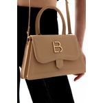 Fashion, accesorii si bijuterii - Femei - Accesorii femei - Genti si rucsacuri femei - Geanta de mana, Lucky Bees, piele de polivinil, camel, 26x7x16 cm - Infinity.ro