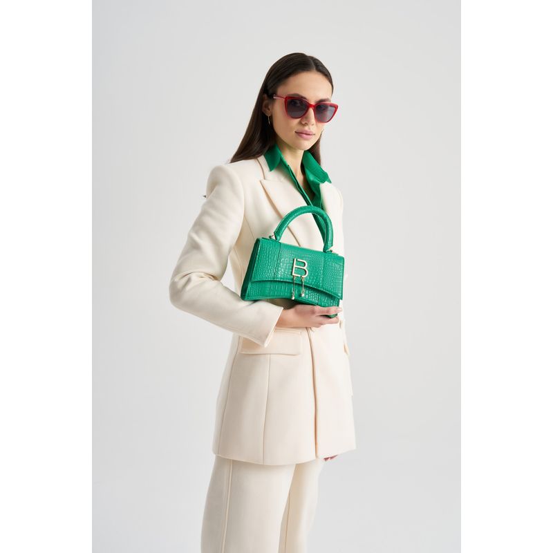 Fashion, accesorii si bijuterii - Femei - Accesorii femei - Genti si rucsacuri femei - Geanta de mana, Lucky Bees, piele polivinilica, verde, 23x8x14 cm - Infinity.ro