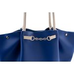 Fashion, accesorii si bijuterii - Femei - Accesorii femei - Genti si rucsacuri femei - Geanta tote, Lucky Bees, piele polivinilica, albastru sax si crem, 28x10x17 cm - Infinity.ro