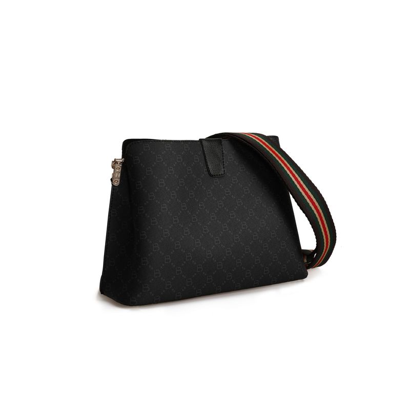 Fashion, accesorii si bijuterii - Femei - Accesorii femei - Genti si rucsacuri femei - Geanta de umar, Lucky Bees, dama, negru si gri, 29x13x21 cm, piele sintetica - Infinity.ro