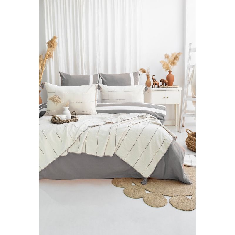 Casa si Gradina - Textile si covoare - Lenjerii de pat - Seturi de lenjerie - Set lenjerie de pat dublu, L'essentiel Maison, gri, 240x260 cm, 100% bumbac, jacquard, 157SHS6772 - Infinity.ro