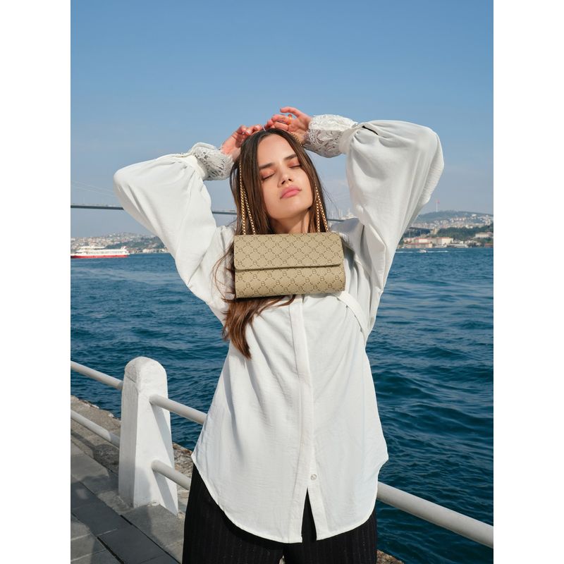 Fashion, accesorii si bijuterii - Femei - Accesorii femei - Genti si rucsacuri femei - Geanta crossbody, Lucky Bees, crem, piele ecologica, 22x6x14 cm - Infinity.ro