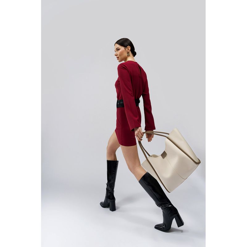 Fashion, accesorii si bijuterii - Femei - Accesorii femei - Genti si rucsacuri femei - Geanta tote, Lucky Bees, dama, crem, 30x9x29 cm, piele polivinilica - Infinity.ro