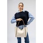 Fashion, accesorii si bijuterii - Femei - Accesorii femei - Genti si rucsacuri femei - Geanta tote, Lucky Bees, dama, crem, 30x9x29 cm, piele polivinilica - Infinity.ro