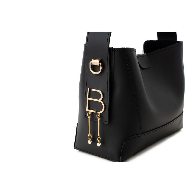 Fashion, accesorii si bijuterii - Femei - Accesorii femei - Genti si rucsacuri femei - Geanta de umar, Lucky Bees, piele ecologica, negru, 25x11x20 cm - Infinity.ro