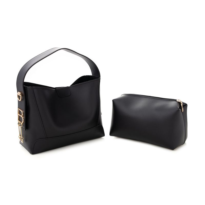 Fashion, accesorii si bijuterii - Femei - Accesorii femei - Genti si rucsacuri femei - Geanta de umar, Lucky Bees, piele ecologica, negru, 25x11x20 cm - Infinity.ro