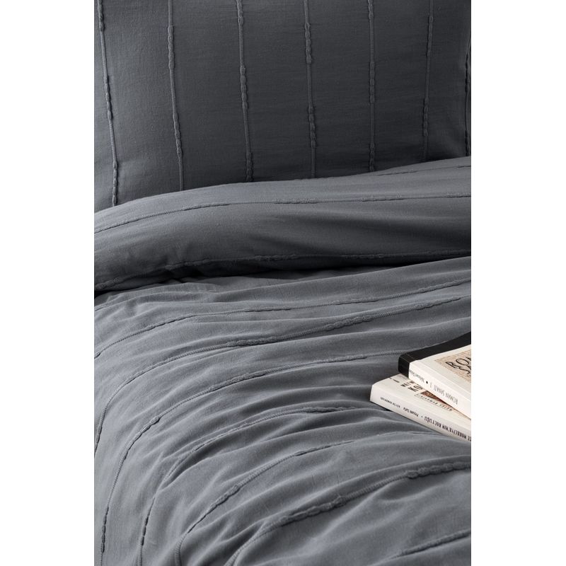 Casa si Gradina - Textile si covoare - Lenjerii de pat - Seturi de lenjerie - Set lenjerie pat dublu, L'essentiel Maison, antracit, 210x220 cm, 100% bumbac - Infinity.ro