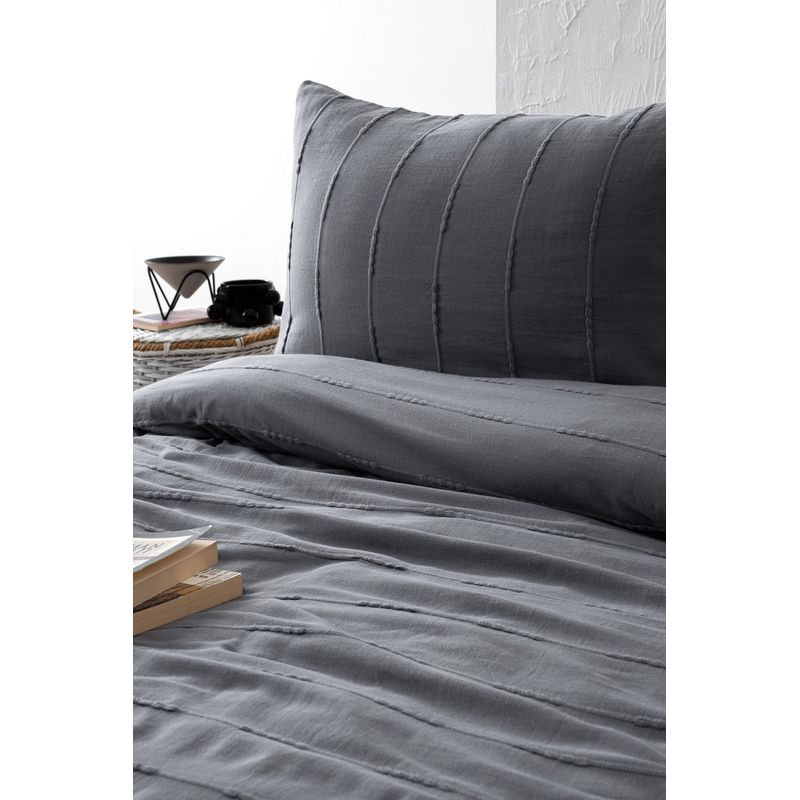 Casa si Gradina - Textile si covoare - Lenjerii de pat - Seturi de lenjerie - Set lenjerie pat dublu, L'essentiel Maison, antracit, 210x220 cm, 100% bumbac - Infinity.ro