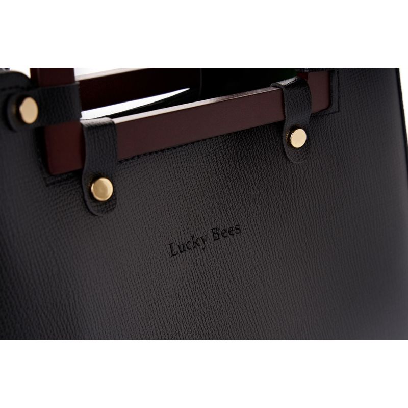 Fashion, accesorii si bijuterii - Femei - Accesorii femei - Genti si rucsacuri femei - Geanta de mana, Lucky Bees, dama, negru, 35x13x25 cm, piele polivinilica - Infinity.ro