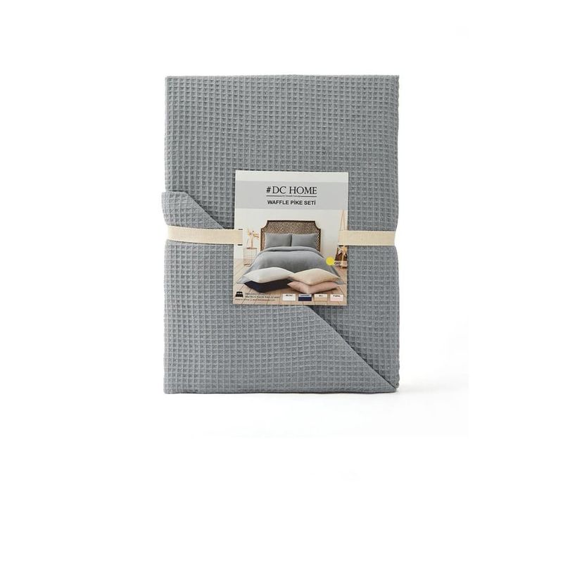 Casa si Gradina - Textile si covoare - Pături și cuverturi - Pături - Patura dubla pique, L'essentiel Maison, gri, 200x220 cm, 70% bumbac 30% poliester - Infinity.ro