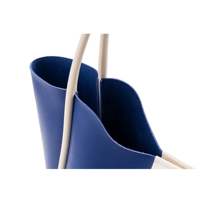 Fashion, accesorii si bijuterii - Femei - Accesorii femei - Genti si rucsacuri femei - Geanta tote, Lucky Bees, dama, albastru sax si crem, 30x9x29 cm, piele sintetica - Infinity.ro