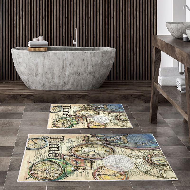 Casa si Gradina - Textile si covoare - Covoare - Covorase baie - Set covorase de baie, L'essentiel Maison, multicolor, 50x60 cm si 60x100 cm, 100% poliester, antiderapant, 299ANR1592 - Infinity.ro