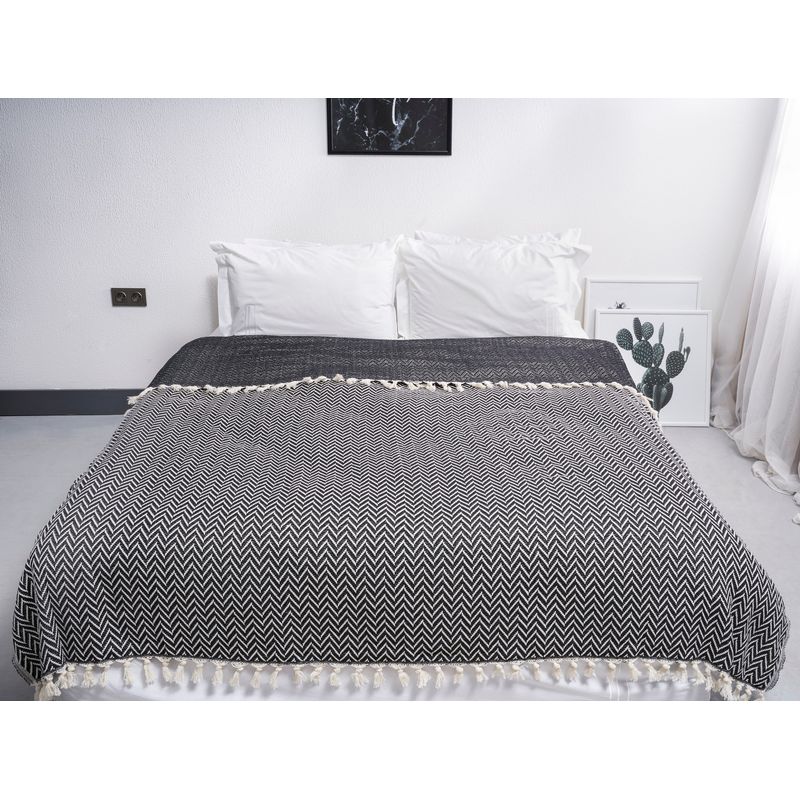 Casa si Gradina - Textile si covoare - Pături și cuverturi - Pături - Patura, L'essentiel Maison, negru, 200x230 cm, 100% bumbac - Infinity.ro