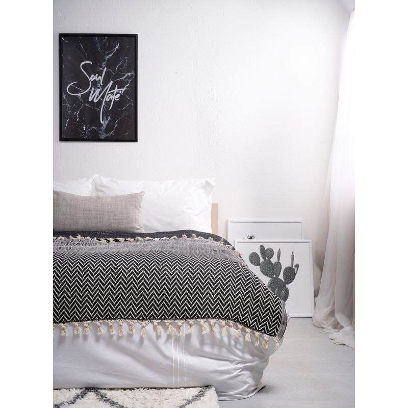 Casa si Gradina - Textile si covoare - Pături și cuverturi - Pături - Patura, L'essentiel Maison, negru, 200x230 cm, 100% bumbac - Infinity.ro