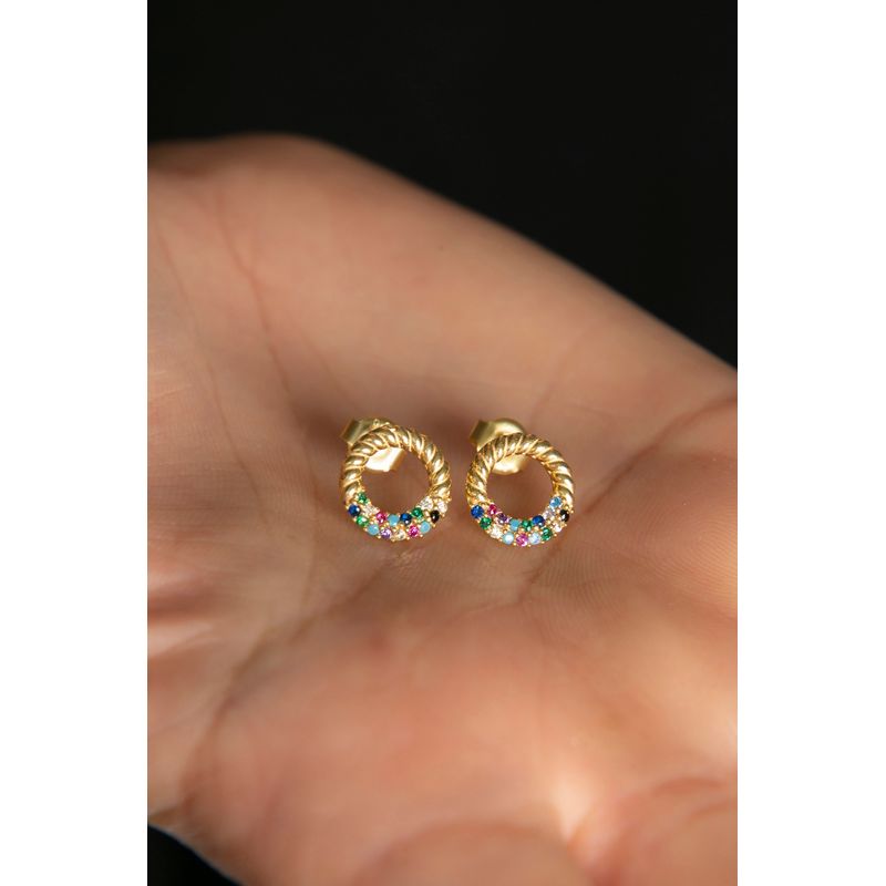 Fashion, accesorii si bijuterii - Femei - Bijuterii femei - Cercei femei - Cercei, Heliophilia, argint 925, auriu, diametru 9.6 mm, antialergic - Infinity.ro