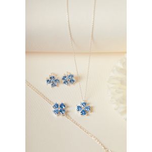 Set colier, bratara si cercei, Heliophilia, argint 925, albastru