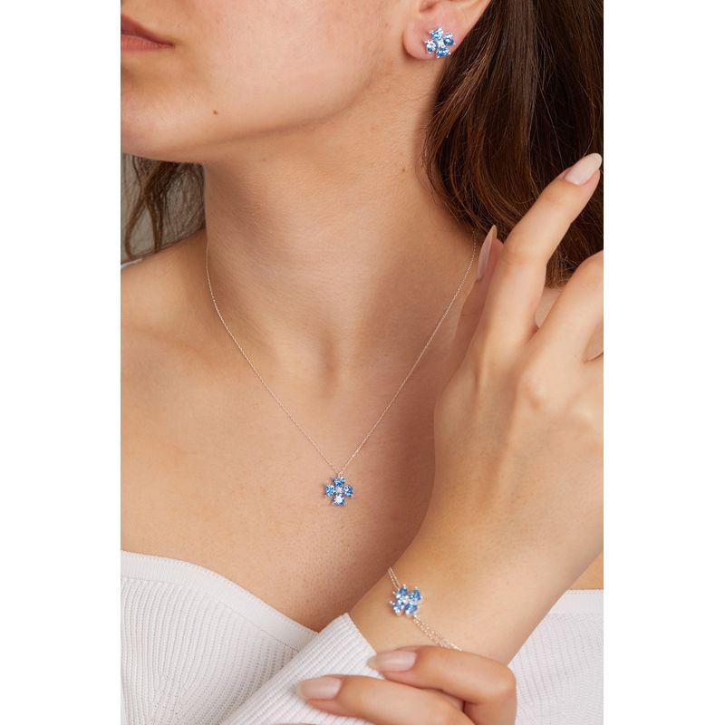 Fashion, accesorii si bijuterii - Femei - Bijuterii femei - Coliere femei - Set colier, bratara si cercei, Heliophilia, argint 925, albastru - Infinity.ro