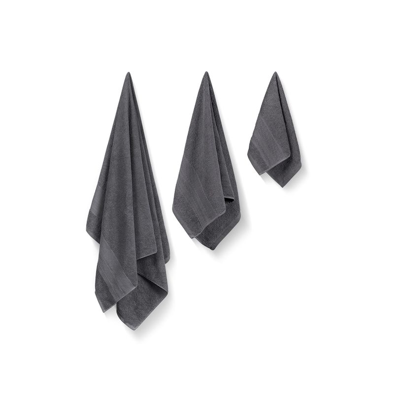Casa si Gradina - Textile si covoare - Textile baie - Prosoape - Set prosoape baie 3 piese, L'essentiel Maison, antracit, 100% bumbac - Infinity.ro