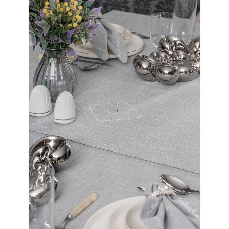 Casa si Gradina - Textile si covoare - Textile bucatarie - Fete de masa - Set fata de masa, L'essentiel Maison, gri, 175x240 cm, 90% poliester 10% bumbac, 8 piese - Infinity.ro