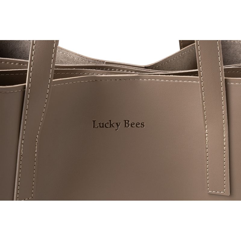 Fashion, accesorii si bijuterii - Femei - Accesorii femei - Genti si rucsacuri femei - Geanta tote, Lucky Bees, polivinil, nurca inchisa, 32x13x27 cm - Infinity.ro