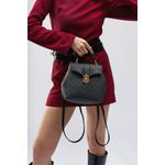 Fashion, accesorii si bijuterii - Femei - Accesorii femei - Genti si rucsacuri femei - Rucsac, Lucky Bees, dama, negru şi gri, 20x10x23 cm, piele polivinilica - Infinity.ro