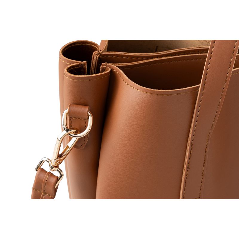Fashion, accesorii si bijuterii - Femei - Accesorii femei - Genti si rucsacuri femei - Geanta tote, Lucky Bees, piele polivinilica, maro deschis, 32x13x27 cm - Infinity.ro