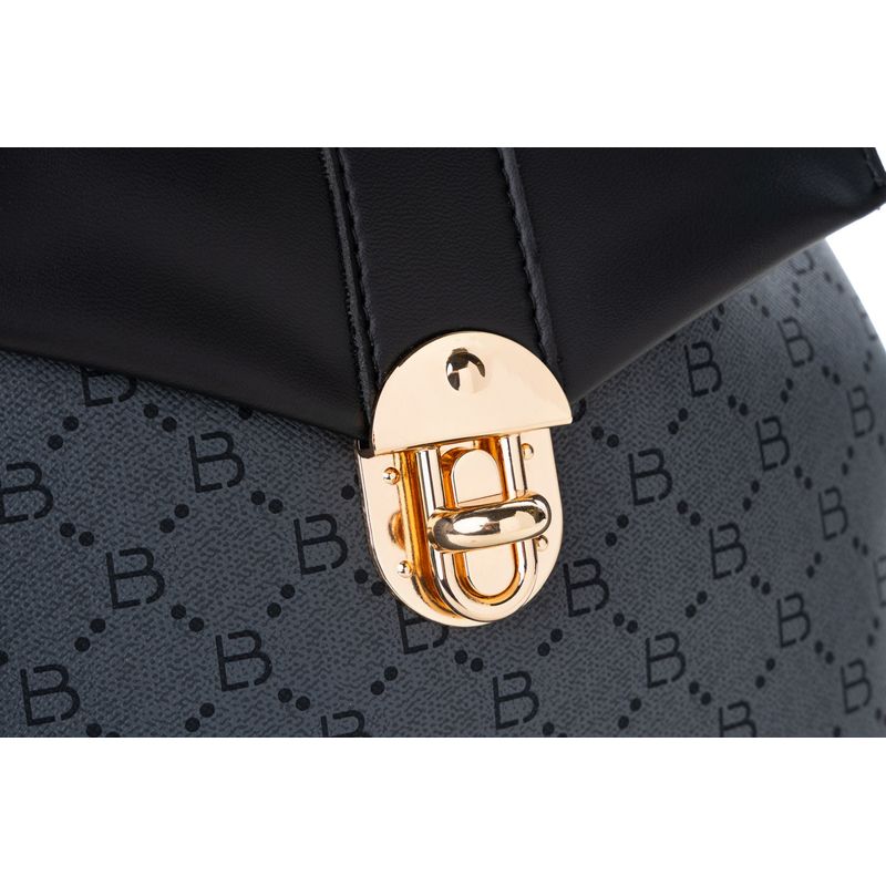 Fashion, accesorii si bijuterii - Femei - Accesorii femei - Genti si rucsacuri femei - Rucsac, Lucky Bees, dama, negru şi gri, 20x10x23 cm, piele polivinilica - Infinity.ro