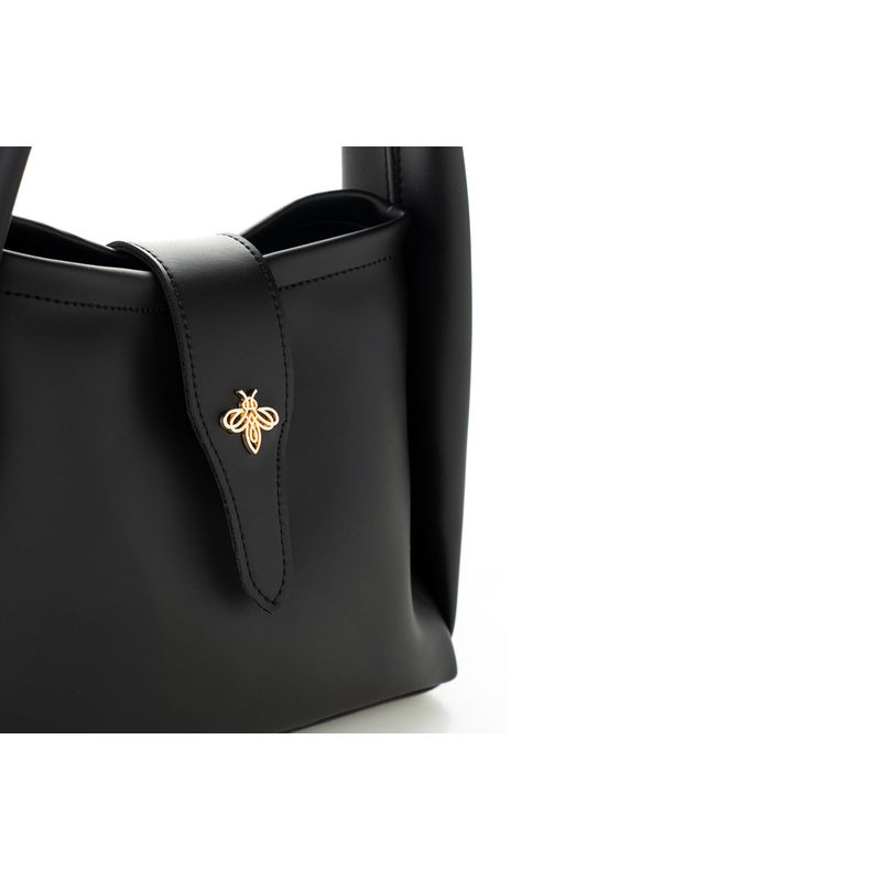 Fashion, accesorii si bijuterii - Femei - Accesorii femei - Genti si rucsacuri femei - Geanta de umar, Lucky Bees, piele polivinilica, negru, 25x13x19 cm - Infinity.ro