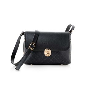 Geanta crossbody, Lucky Bees, piele polivinilica, negru si albastru, 25x9x17 cm