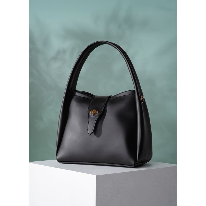 Fashion, accesorii si bijuterii - Femei - Accesorii femei - Genti si rucsacuri femei - Geanta de umar, Lucky Bees, piele polivinilica, negru, 25x13x19 cm - Infinity.ro