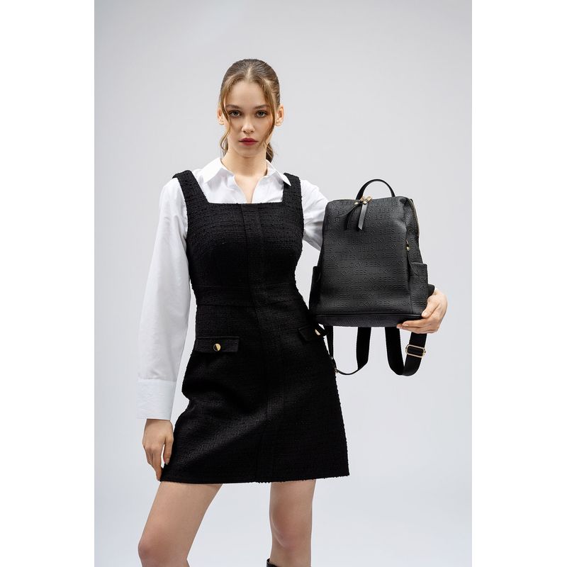 Fashion, accesorii si bijuterii - Femei - Accesorii femei - Genti si rucsacuri femei - Rucsac, Lucky Bees, piele polivinilica, negru, 34x13x35 cm - Infinity.ro