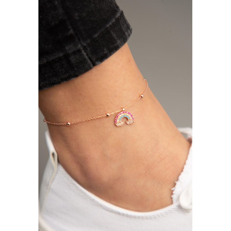 Fashion, accesorii si bijuterii - Femei - Bijuterii femei - Bratari femei - Bratara de glezna, Heliophilia, argint 925, rose gold, 22+4 cm, zirconiu, 938ELS1159 - Infinity.ro