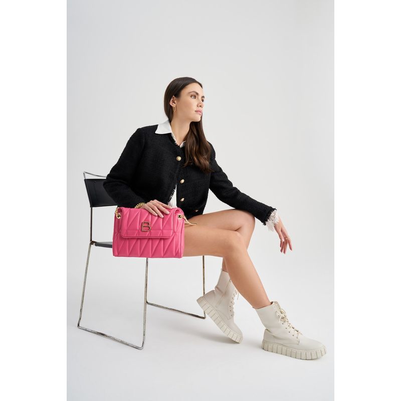 Fashion, accesorii si bijuterii - Femei - Accesorii femei - Genti si rucsacuri femei - Geanta de umar, Lucky Bees, roz, 32x11x21 cm, piele sintetica - Infinity.ro