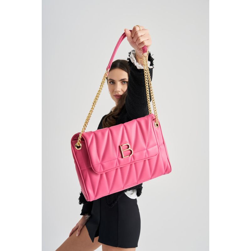 Fashion, accesorii si bijuterii - Femei - Accesorii femei - Genti si rucsacuri femei - Geanta de umar, Lucky Bees, roz, 32x11x21 cm, piele sintetica - Infinity.ro