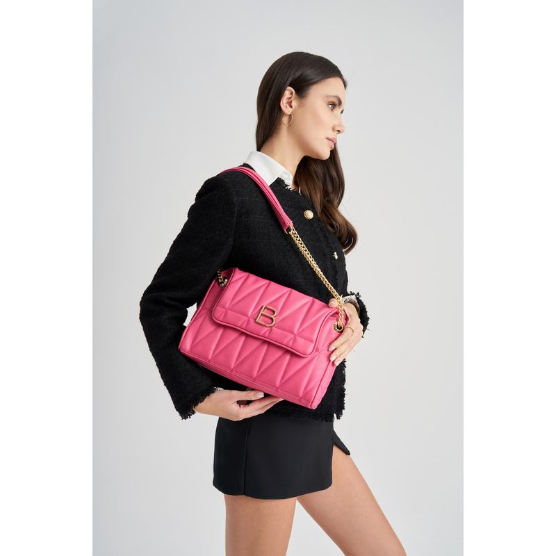 Fashion, accesorii si bijuterii - Femei - Accesorii femei - Genti si rucsacuri femei - Geanta de umar, Lucky Bees, roz, 32x11x21 cm, piele sintetica - Infinity.ro