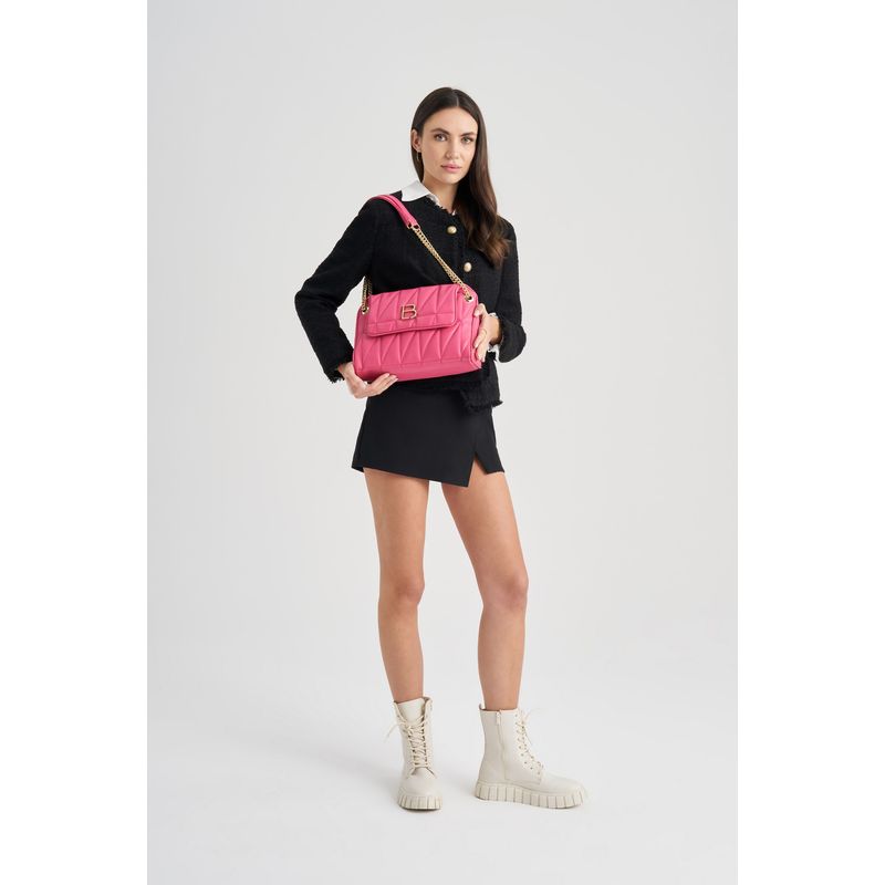 Fashion, accesorii si bijuterii - Femei - Accesorii femei - Genti si rucsacuri femei - Geanta de umar, Lucky Bees, roz, 32x11x21 cm, piele sintetica - Infinity.ro